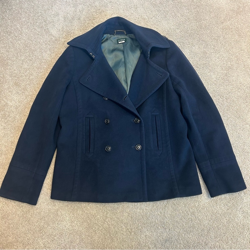 J.Crew Navy Blue Double Breasted Wool Peacoat Jacket Women’s TXL - Picture 8 of 14